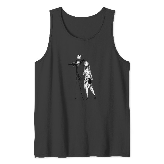 Disneyss The Nightmare Before Christmas Jack Sally Line Art Tank Tops