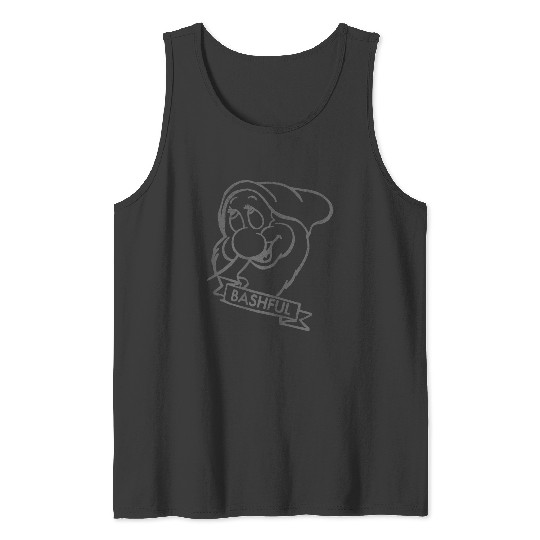 Disneyss Snow White Bashful Line Art Big Faces Tank Tops