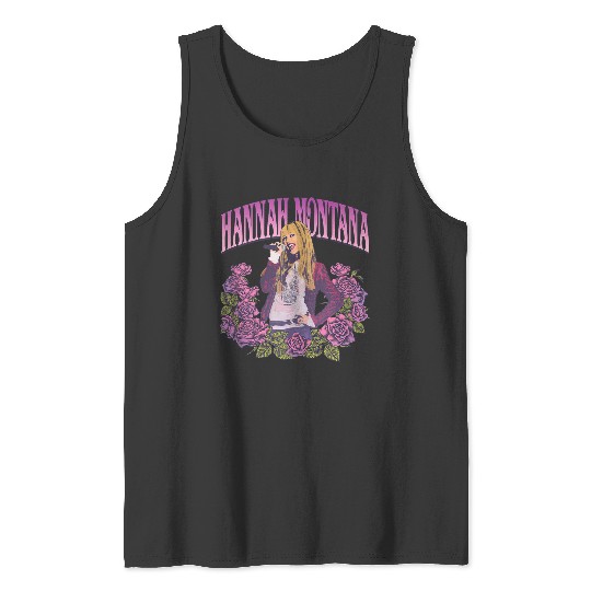 Disneyss Hannah Montana Iconic Popstar Floral Big Chest Frame Tank Tops