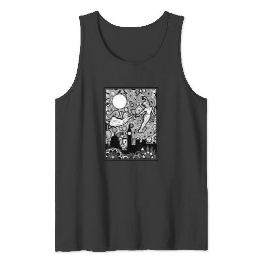 Disneyss Peter Pan And Wendy Paisley Flying Poster Tank Tops