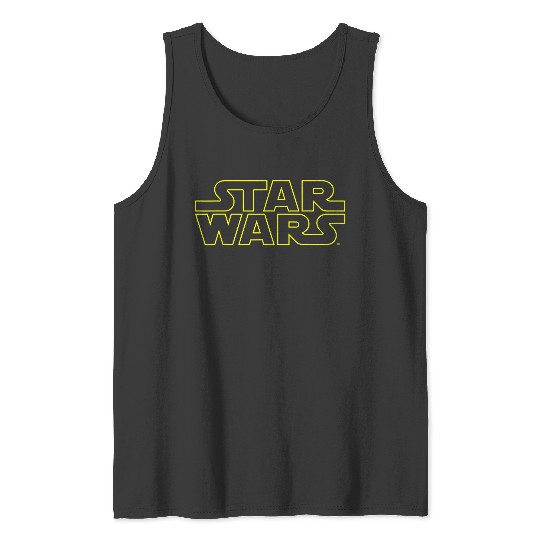 Discover Star Warss Simple Title Logo Outline Disneyss+ Tank Tops
