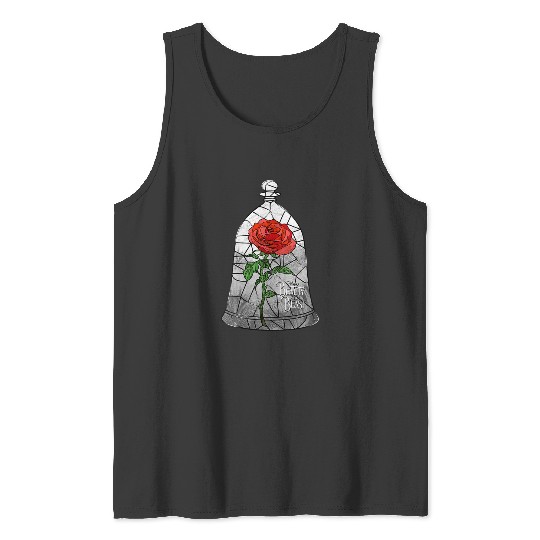 Disneyss Beauty And The Beast Stained Glass Enchanted Rose Tank Tops