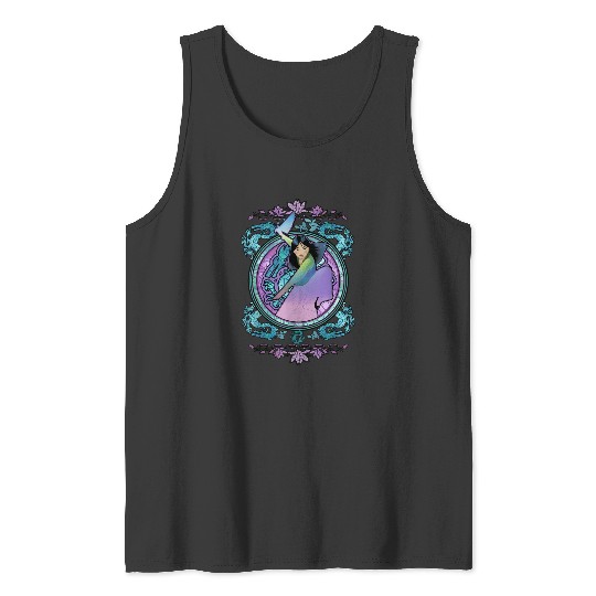 Disneyss Mulan Stained Glass Vintages Color Gradient Nouveau Tank Tops