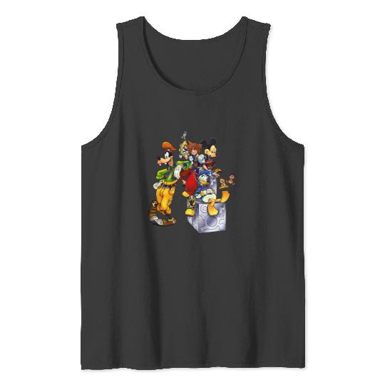 Disney Kingdom Hearts Goofy Mickey & Donald Sora Block Shot Tank Tops