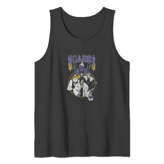Discover Disney Villains Group Shot Metal Gang Distressed Logo Tank Tops