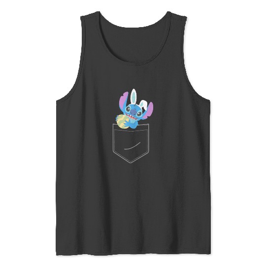 Discover Disney Stitch Easter Egg and Bunny Ears Corner Pocket Art Tank Tops