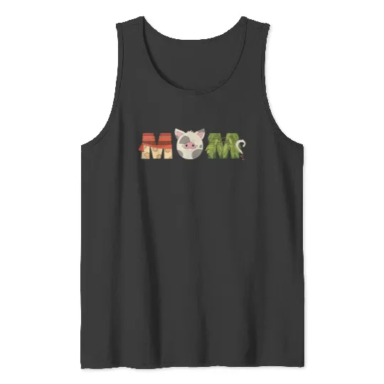 Disneyss Moana Letters Pua Maui Mothers Day Birthday Best Mom Tank Tops