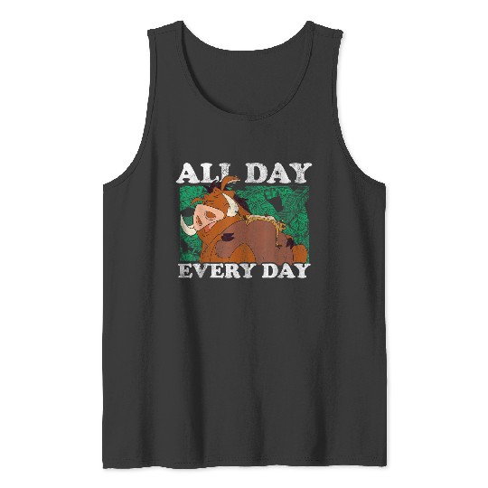 Disneyss The Lion King Timon Pumbaa All Day Text Poster Tank Tops