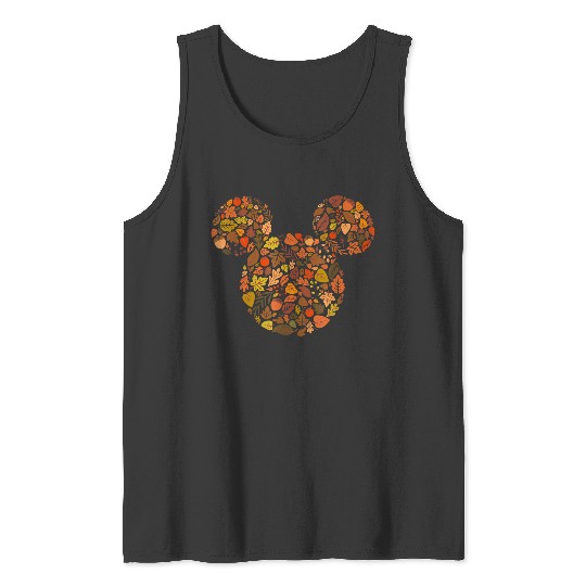 Discover Disney Mickey Mouse Head And Ears Icon Fall Leaves Tank Tops