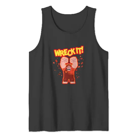 Disneyss Wreck it Ralph Wreck It Angry Pixelated Ralph shots Tank Tops