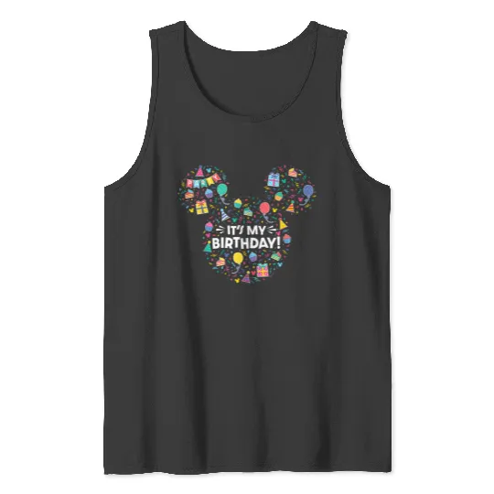 Discover Disney Mickey Mouse Head Ears Icon Fill Its My Birthday Tank Tops