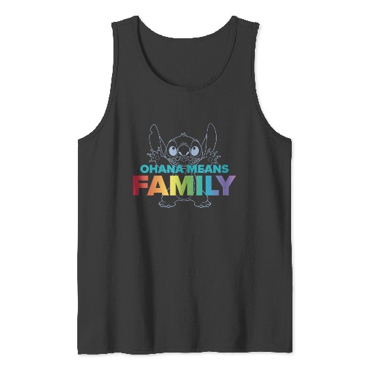 Disneyss Lilo Stitch Ohana Means Family Stitch Rainbow Pride Tank Tops