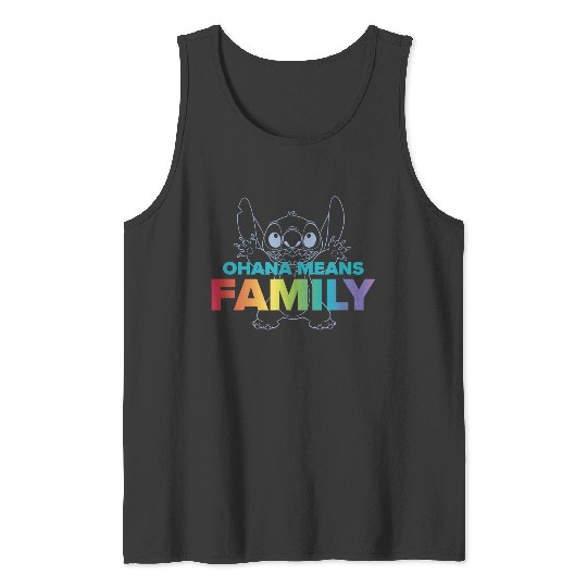 Disneyss Lilo Stitch Ohana Means Family Stitch Rainbow Pride Tank Tops