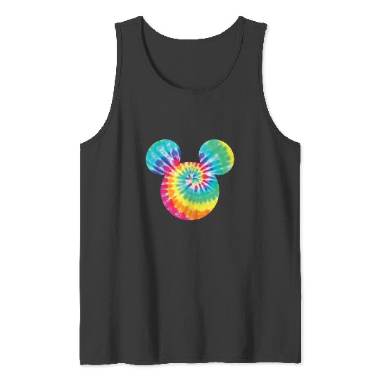 Disney Mickey Mouse Icon Rainbow Tie-Dye Short Sleeve Tank Tops