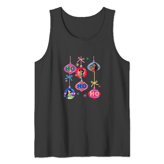 Disney Princess Christmas Ho Ho Ho Mulan Jasmine Moana Logo Tank Tops