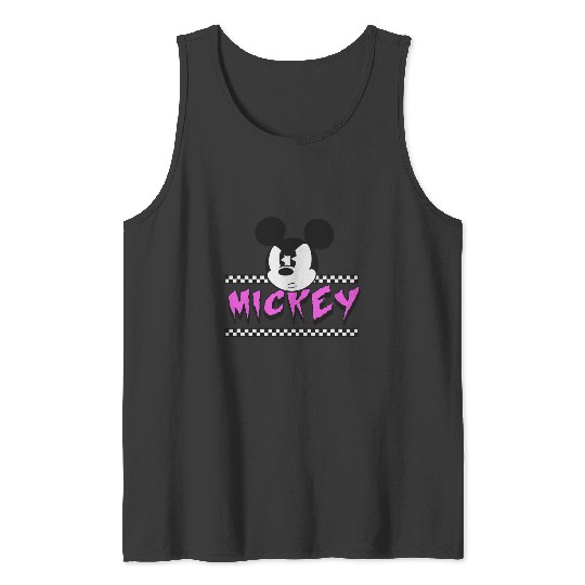 Disney Mickey And Friends Retro Checkerboard Punk Mickey Tank Tops