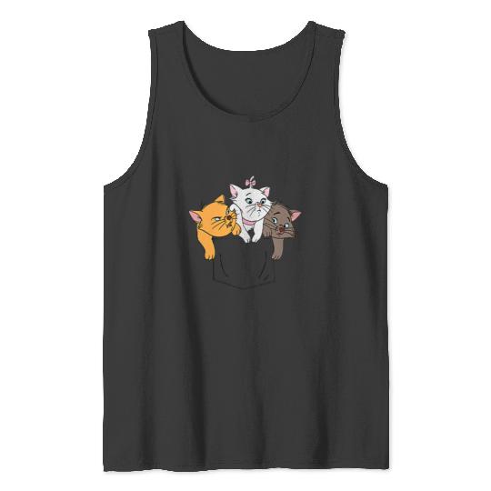 Disney The Aristocats Adorable Kittens Trio Faux Pocket Logo Tank Tops