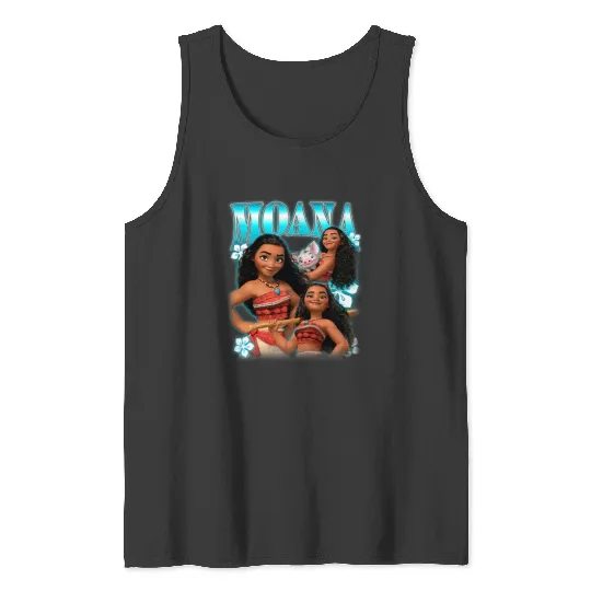 Disney Moana Cute Pua And Moana Brave Pose Collage Poster Tank Tops
