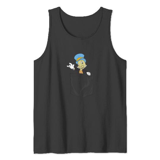 Disneyss Pinocchio Jiminy Cricket Faux Pocket Tank Tops