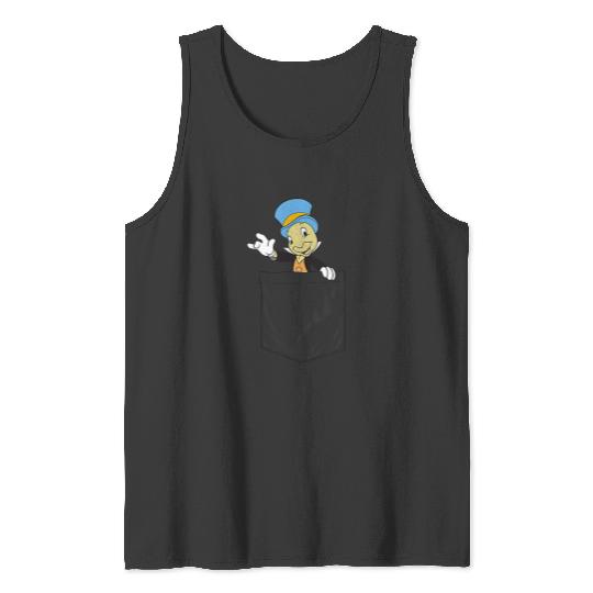 Disneyss Pinocchio Jiminy Cricket Faux Pocket Tank Tops