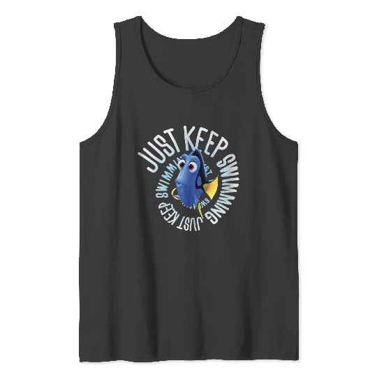 Disneyss Pixars Finding Dory Just Keep Swimming Big Chest Logo Tank Tops