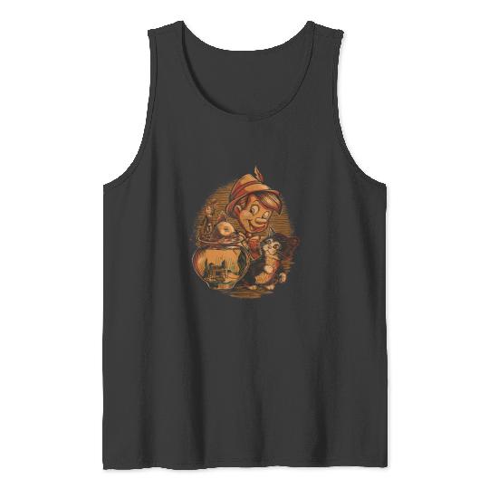 Disneyss Pinocchio Jiminy Cricket Figaro And Cleo Tank Tops