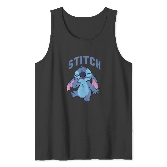 Disney Lilo Stitch Cute Laughing Stitch Portrait Tank Tops