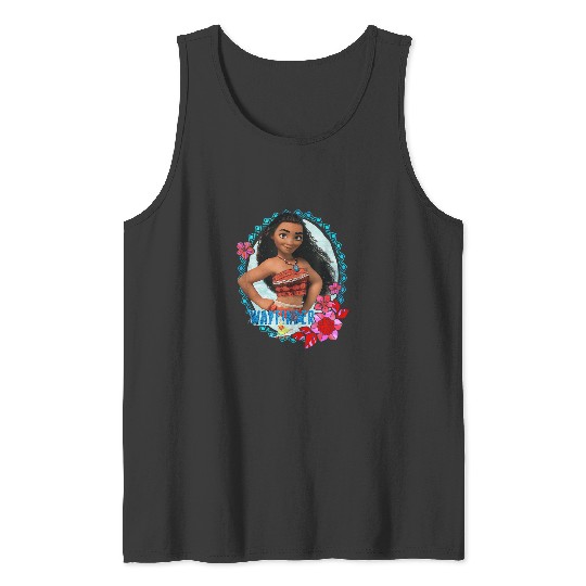 Disney Moana Wayfinder Brave Pose Tropical Flowe Tank Tops
