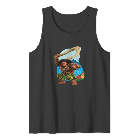 Disney Moana 2 Tropical Island Adventure Maui With Fish Hook Tank Tops