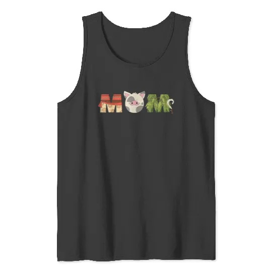 Disney Moana Letters Pua Maui Mothers Day Birthday Best Mom Tank Tops