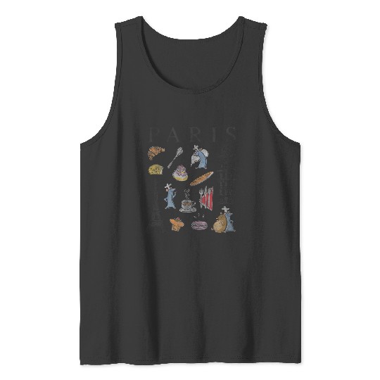 Disney Pixar Ratatouille Paris Food Places Collage Tank Tops