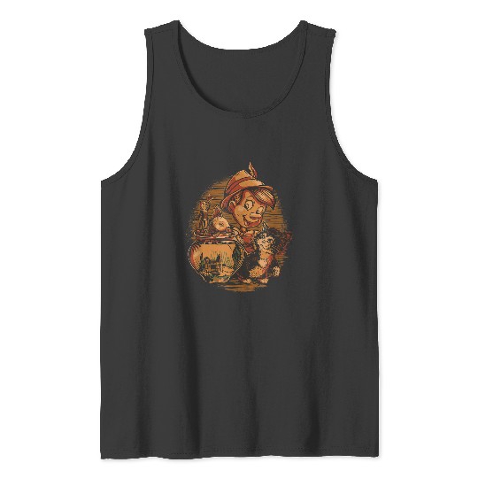 Disneyss Pinocchio Jiminy Cricket Figaro And Cleo Tank Tops