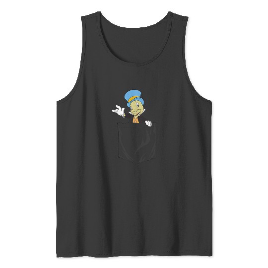 Disneyss Pinocchio Jiminy Cricket Faux Pocket Tank Tops