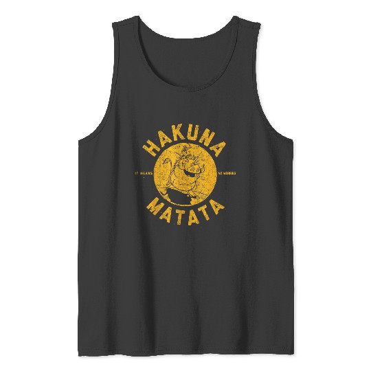 Disneyss Lion King Distressed Hakuna Matata Stamp Graphic Tee Tank Tops