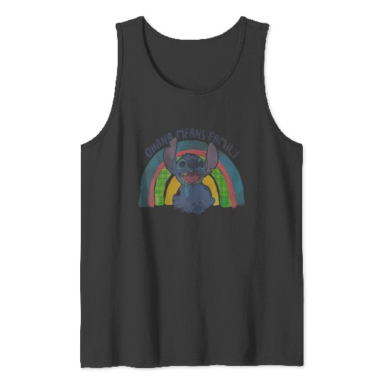 Disneyss Lilo Stitch Ohana Means Family Distressed Rainbow Tank Tops