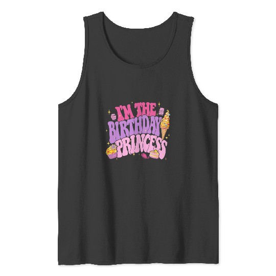 Disney Princess I'm The Birthday Princess Rapunzel Text Logo Tank Tops
