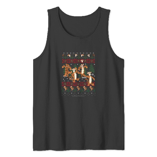 Disney Christmas Winnie The Pooh Tigger Ugly Merry Christmas 2024 Tank Tops