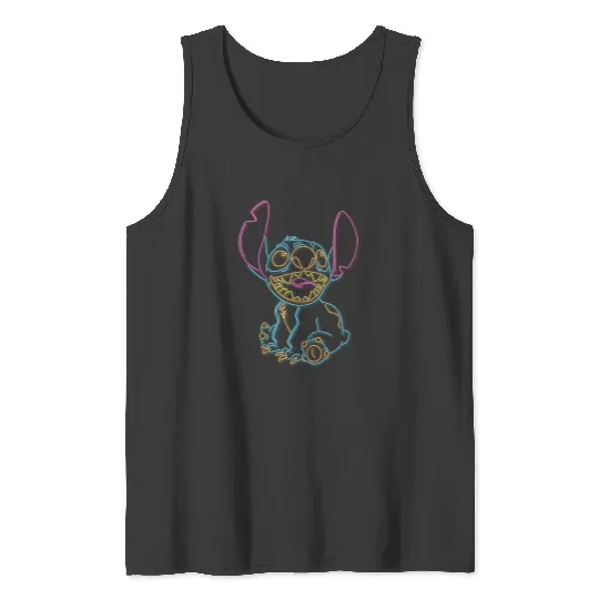 Disney Lilo Stitch Neon Stitch Outline Merry Christmas 2024 Tank Tops
