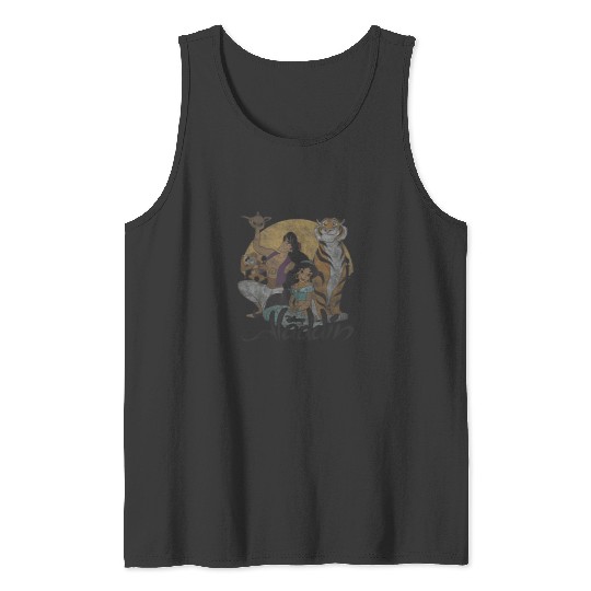 Disney Aladdin Group Shot Faded Sun Poster Tank Tops
