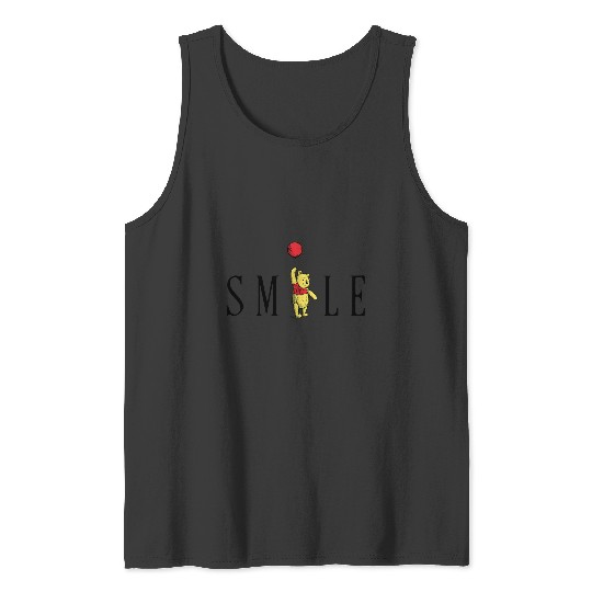 Disney Winnie The Pooh Smile Pooh Hanging Onto Red Balloon Tank Tops