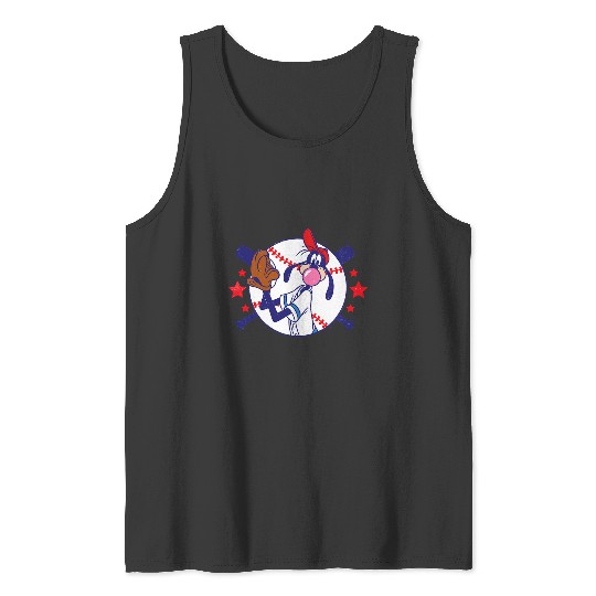 Disney Goofy Baseball Pitcher Bubble Gum Distressed Tank Tops