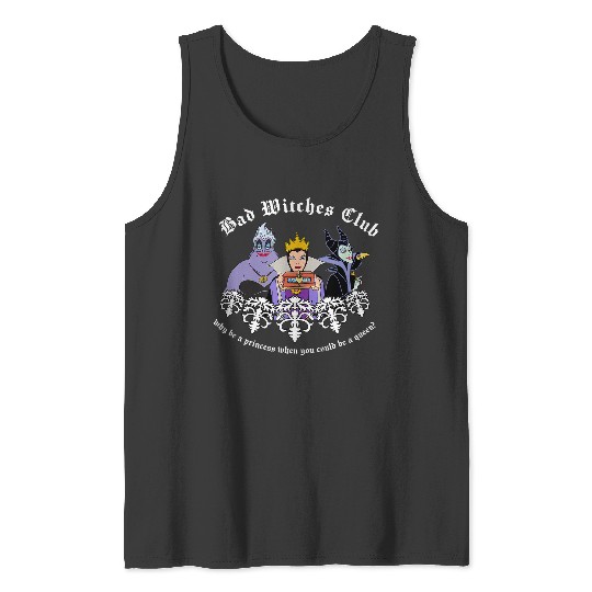 Disney Villains Bad Witches Club Epic Group Shot Chest Logo Tank Tops