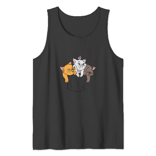 Disney The Aristocats Adorable Kittens Trio Faux Pocket Logo Tank Tops