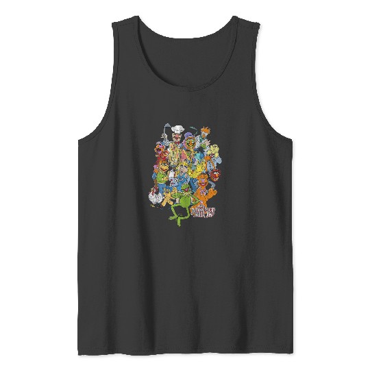 Disney The Muppets Main Characters Distressed Group Shot Tank Tops