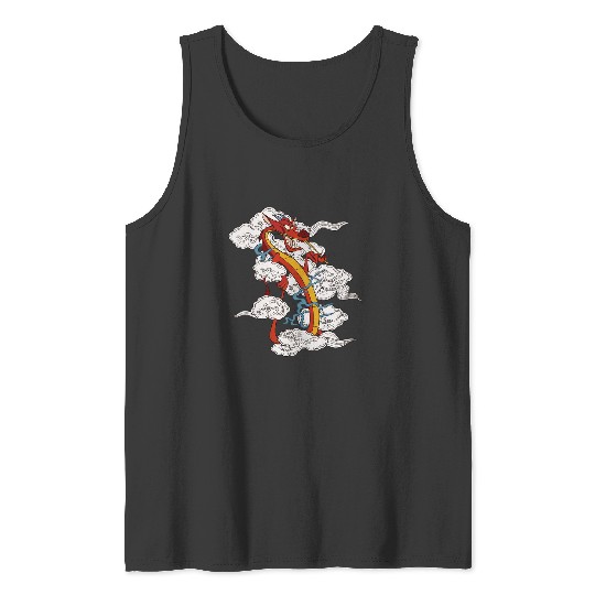 Disney Mulan Chinese New Years Sassy Mushu Clouds Portrait Tank Tops