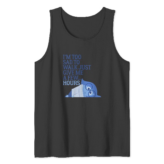 Womens Disney Inside Out I'm Too Sad To Walk Emotion Portrait V-Neck Tank Tops