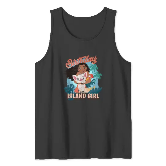Disney Moana Birthday Island Girl Moana Pua Hei Hei Big Logo Tank Tops