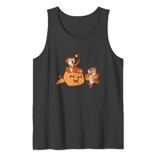 Disneyss Chip N Dale Halloween Pumpkin Bucket Corner Art Tank Tops