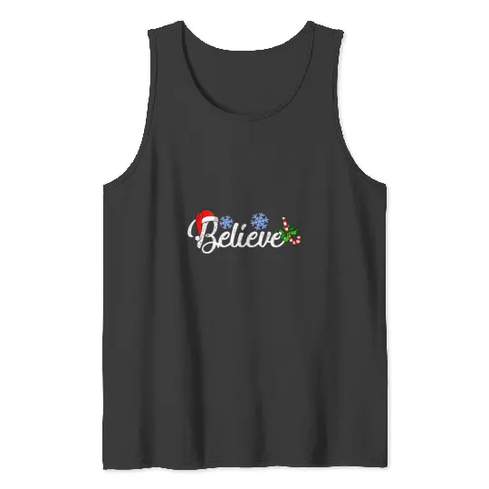 Santa Hat Believe Christmas Xmas gift for men women kids  : Mickey Disney Christmas, Disney Christmas Tank Tops