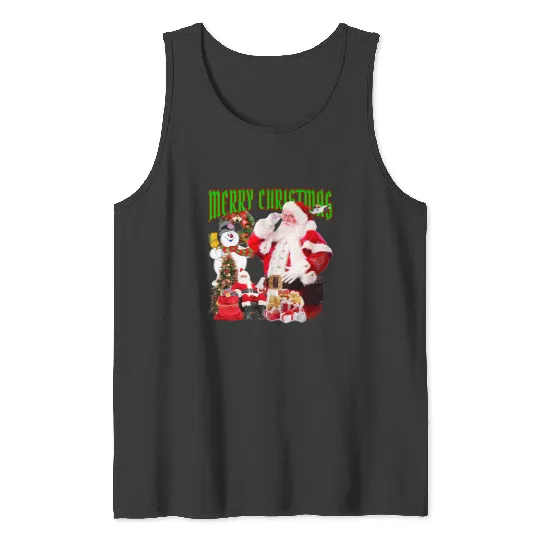 Santa Merry Christmas 90s bootleg  : Mickey Disney Christmas, Disney Christmas Tank Tops